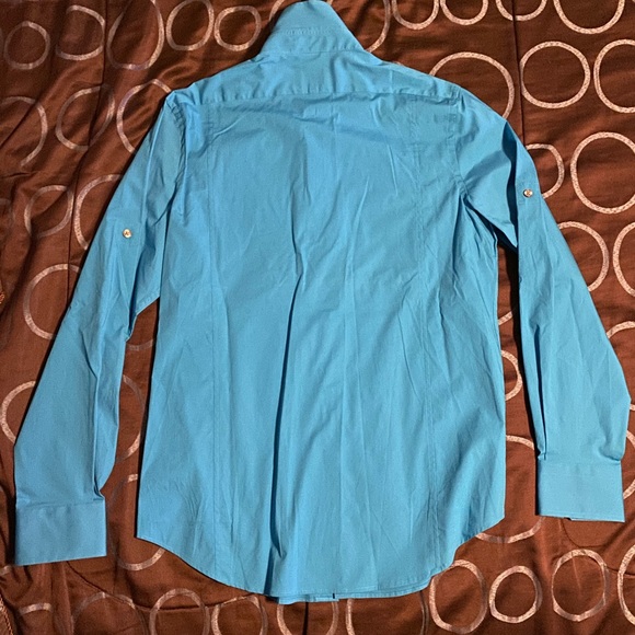 Express Turquoise Button Down - Picture 2 of 2